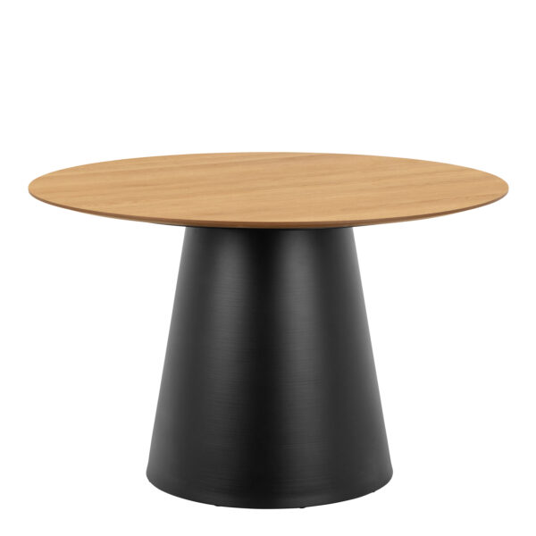 Soli Round Dining Table in Oak/Black 120x75cm Included 4 Darlene Dining Chair with Armrest and Swivel Function in Grey - Image 2