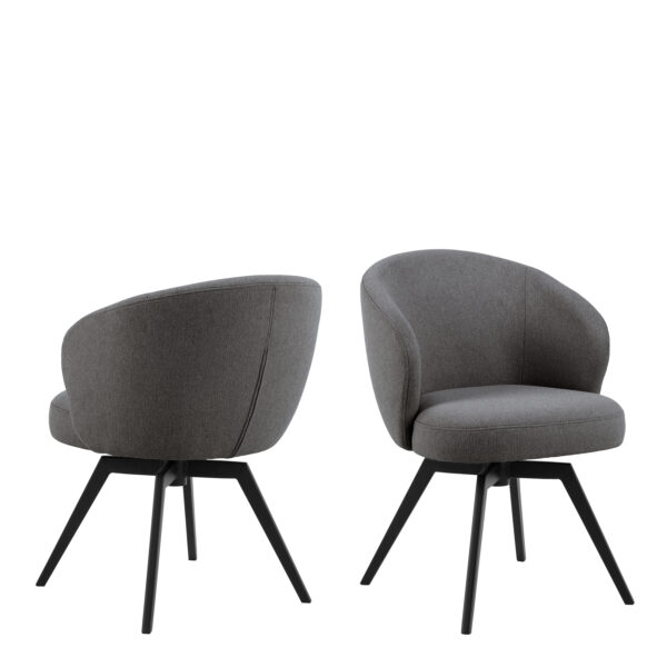 Soli Round Dining Table in Oak/Black 120x75cm Included 4 Darlene Dining Chair with Armrest and Swivel Function in Grey - Image 6