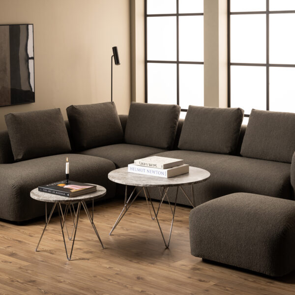 Prunus Round Coffee Table with Grey-Brown Marble Top - Image 3