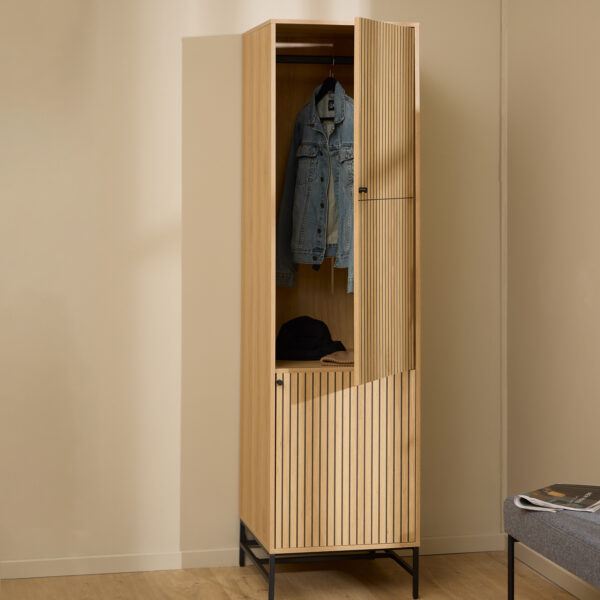 Albany Wardrobe 2 Doors in Oak/Black Legs - Image 6