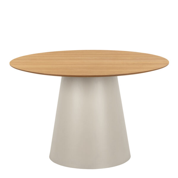 Soli Round Dining Table in Oak/Grey 120x75cm Included 4 Ella Swivel Beige Dining Chair - Image 4