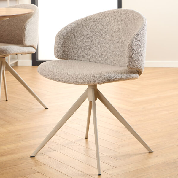 Soli Round Dining Table in Oak/Grey 120x75cm Included 4 Ella Swivel Beige Dining Chair - Image 2
