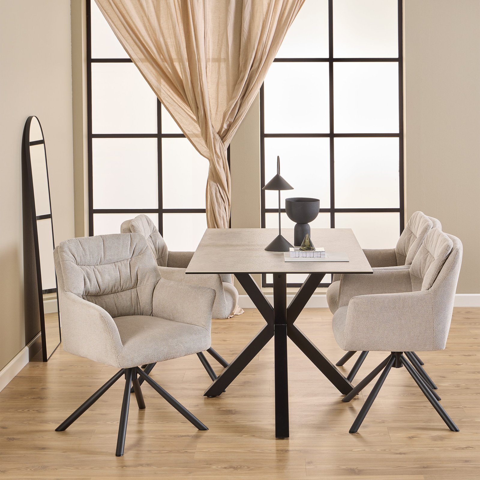 Heaven Dining Table with Ceramic Grey Top 135cm - Image 2