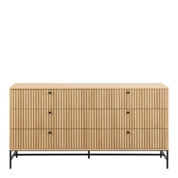 Albany Wide Chest of 6 Drawers in Oak/Black Legs - Image 5