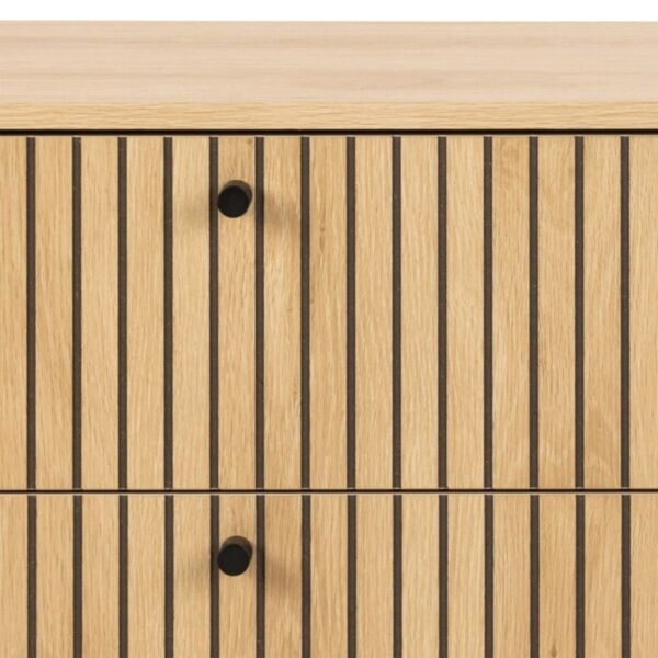 Albany Wide Chest of 6 Drawers in Oak/Black Legs - Image 7