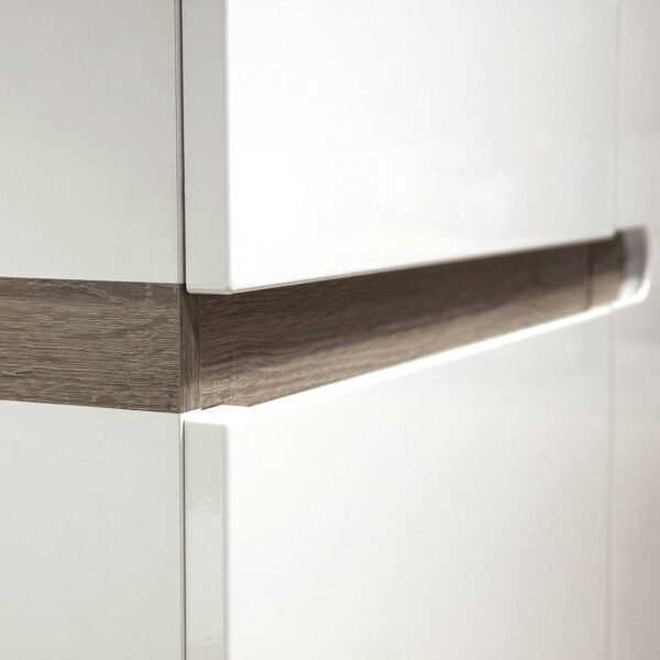 Chelsea Living 1 Drawer 2 Door Sideboard in White with a Truffle Oak Trim - Image 5