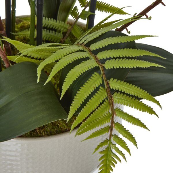 Large White Orchid In Ceramic Pot - Image 3
