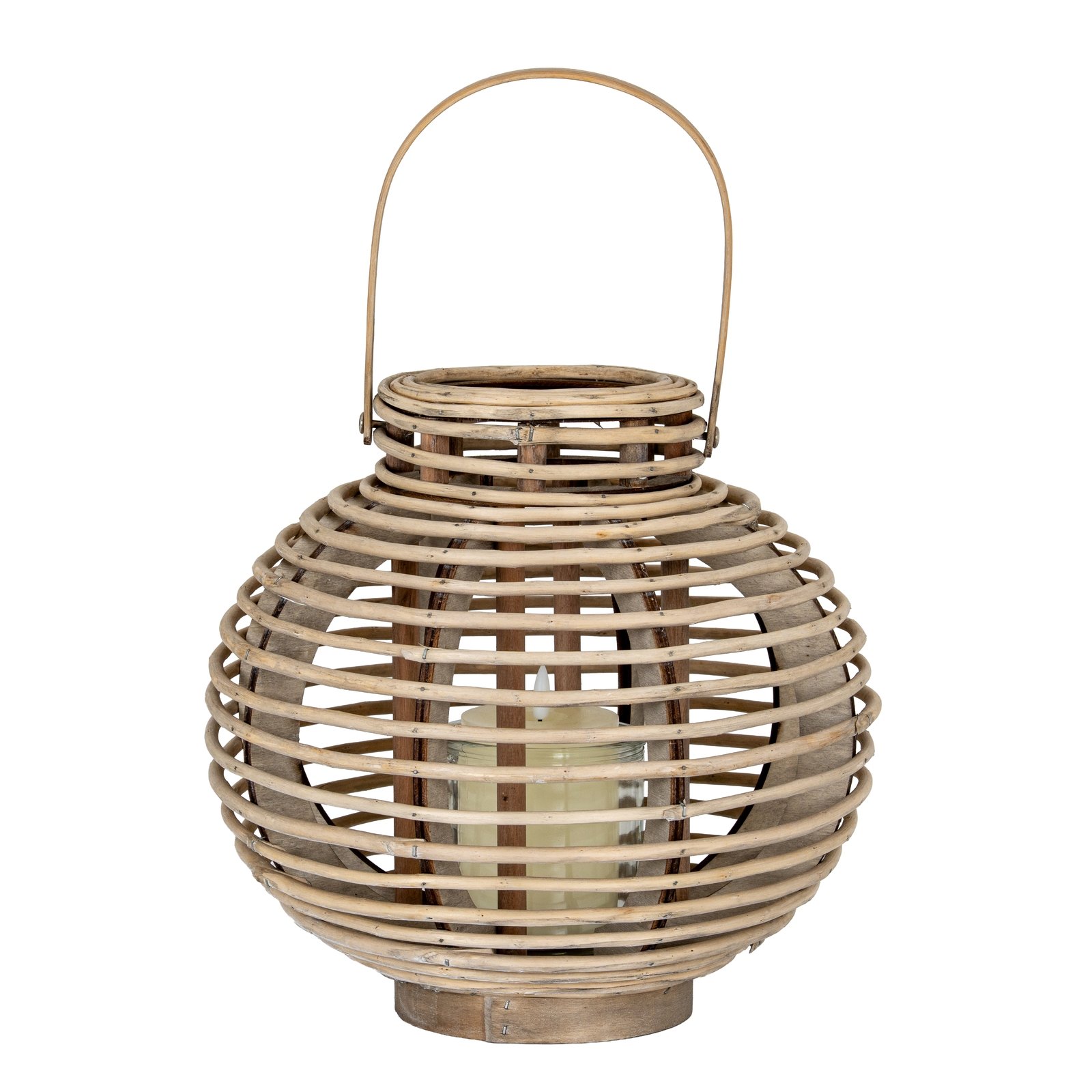Large Round Willow Lantern With Glass Holder - Image 2