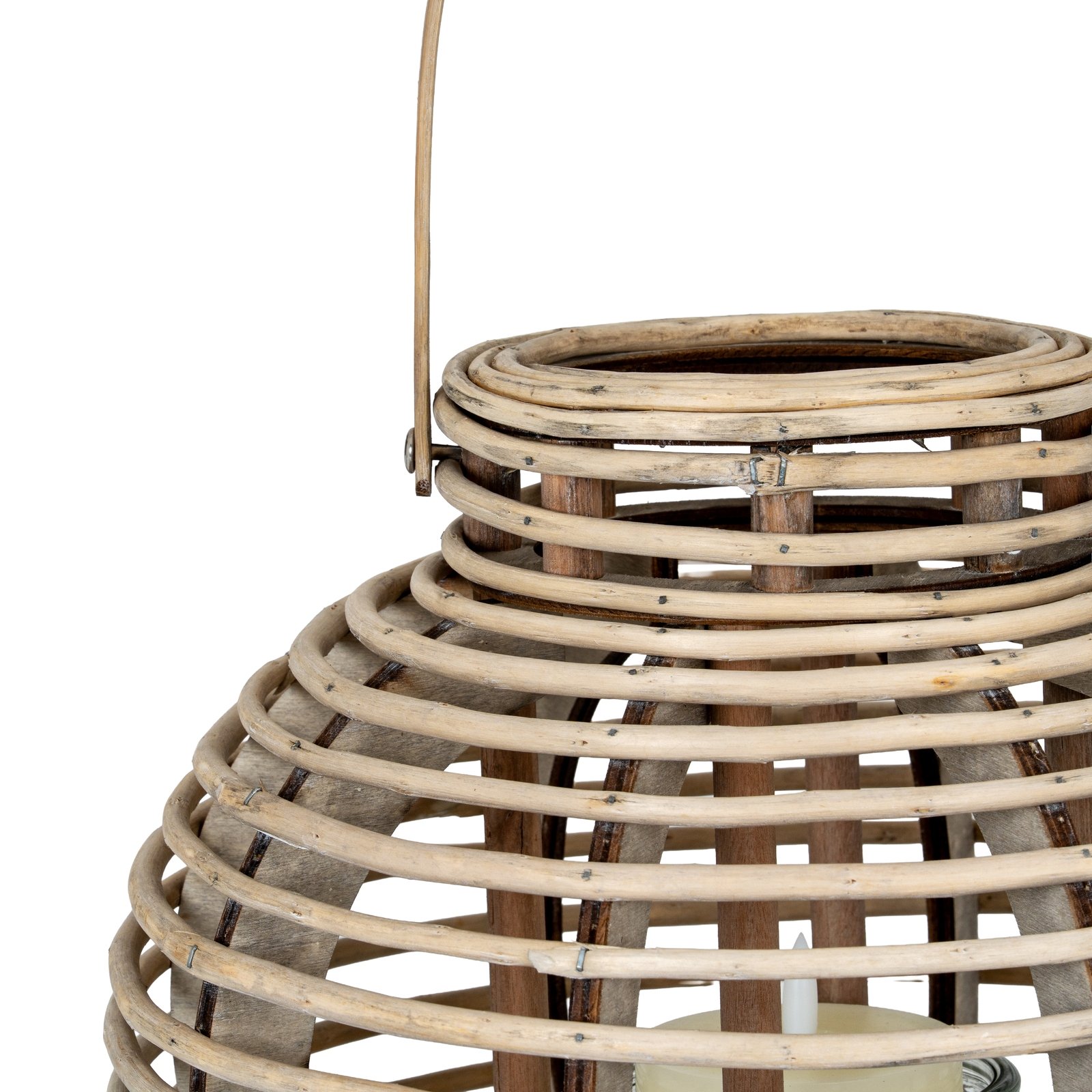 Large Round Willow Lantern With Glass Holder - Image 4